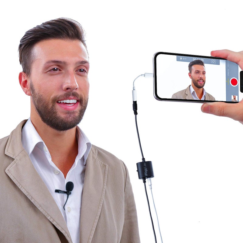 IK Multimedia iRig Mic Lav Lapel Microphone, omnidirectional Condenser lavalier Microphone with 1/8" TRRS Jack, Headphone Out and Daisy-Chaining for iPhone, iPad, Android, Mac, PC - Image 4